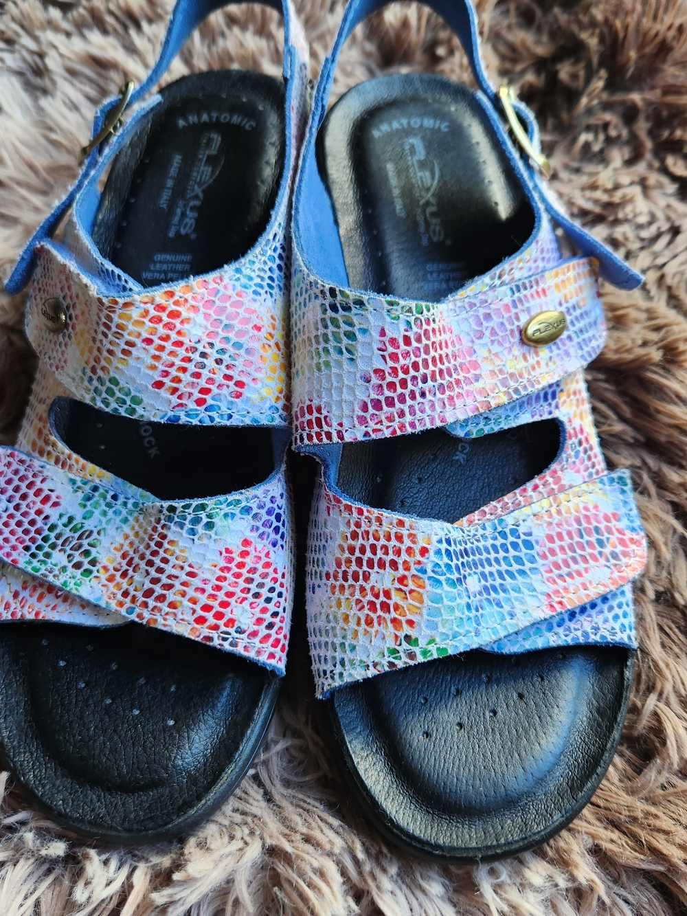 Flexus by Spring Step Delice Slingback Multicolor Leather Anatomic Sandals Sz 7